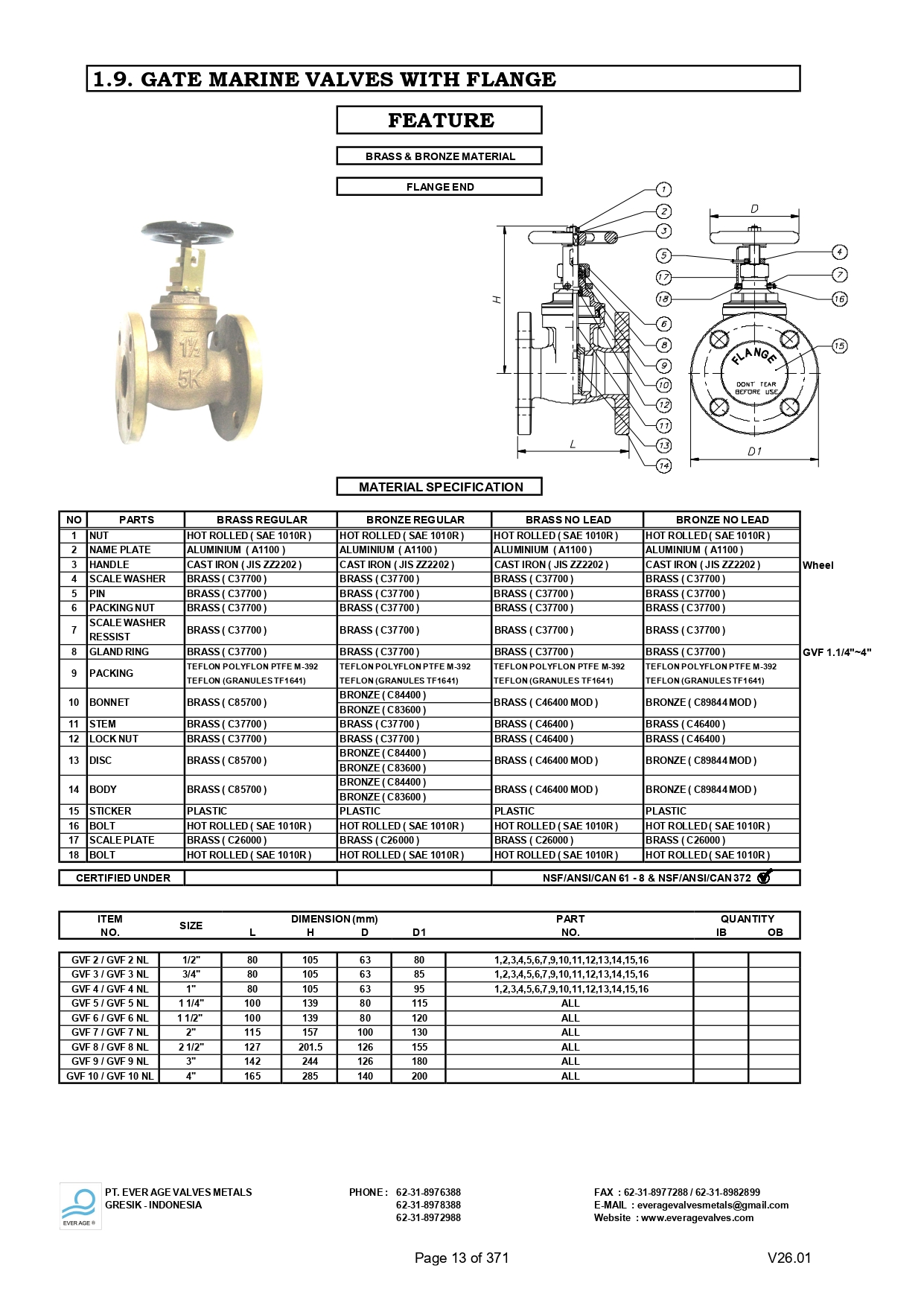 GATE VALVES WTH FLANGE - GVF 2 - GVF 10